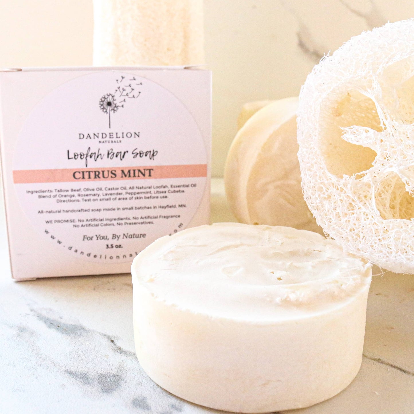 Tallow Loofah Bar Soap | Citrus + Mint | Exfoliating Soap